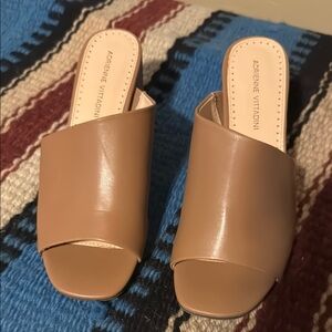 Adrienne Vittadini Tan Slide Sandals